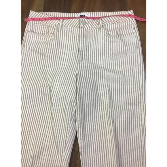 PAIGE Women’s Size 32 Cropped Nellie Jeans In Blossom Pink Stripe - Picture 7 of 14
